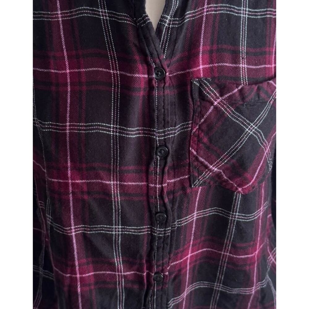 BLL beach lunch lounge Womens Button Front Small Purple Plaid - Picture 3 of 8